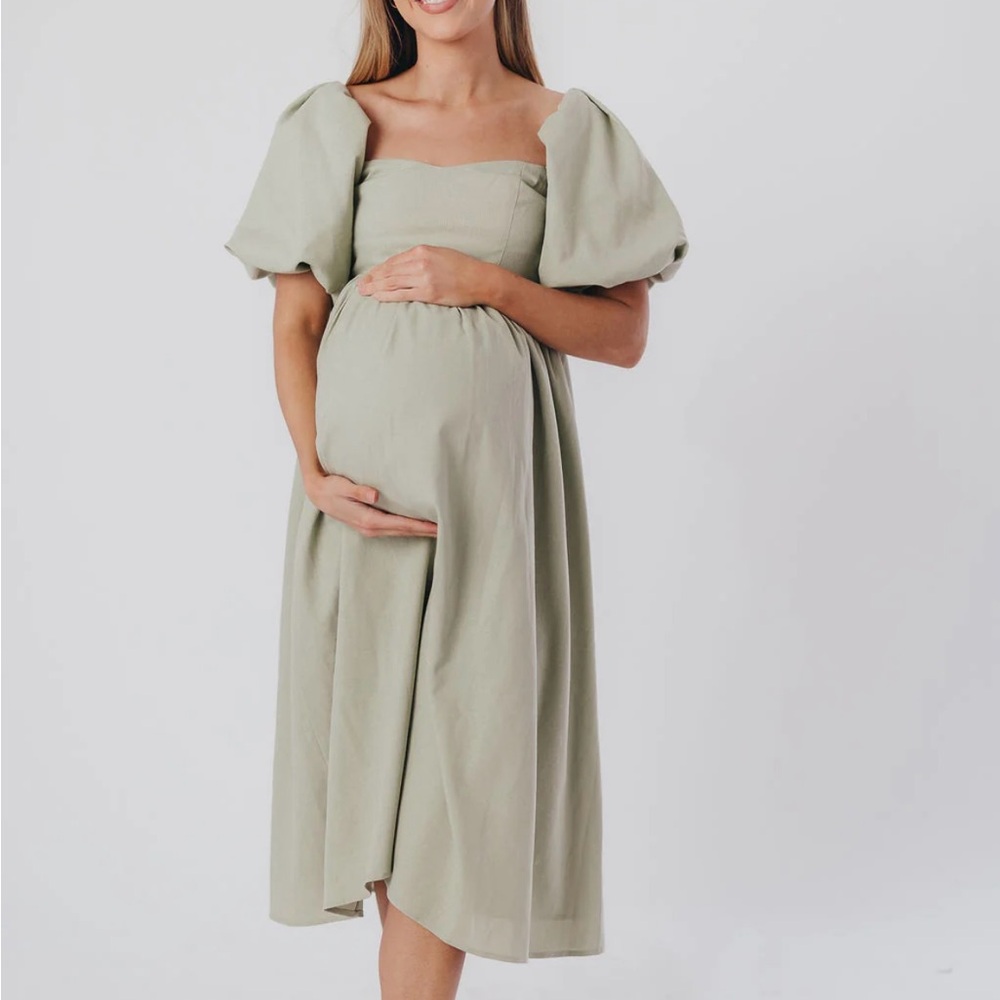 Maternity Midi Dress- olive size small